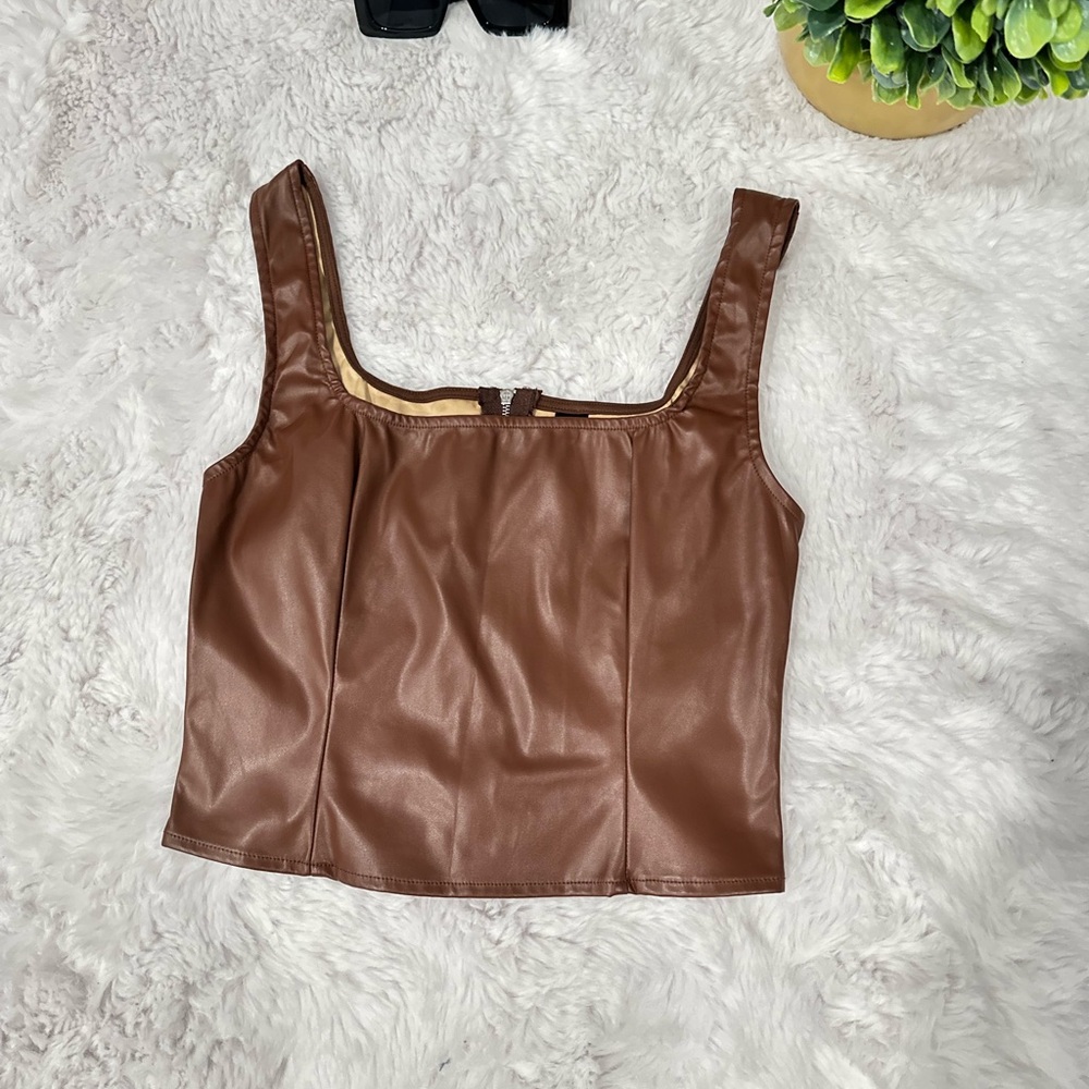 SHEIN Brown Sleeveless Crop Top